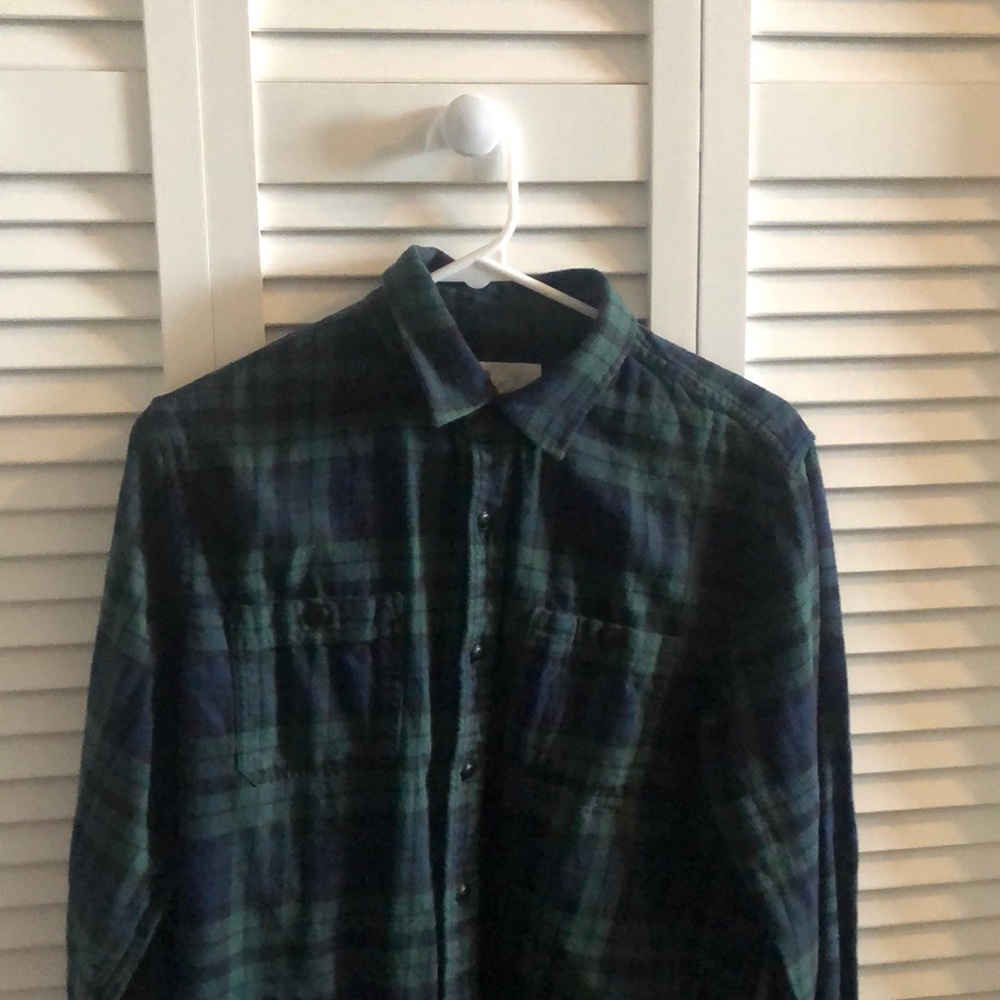 Gap mens flannel button down dark blue//dark green